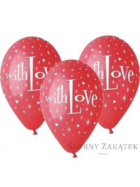 Balony WITH LOVE czerwone 5 szt